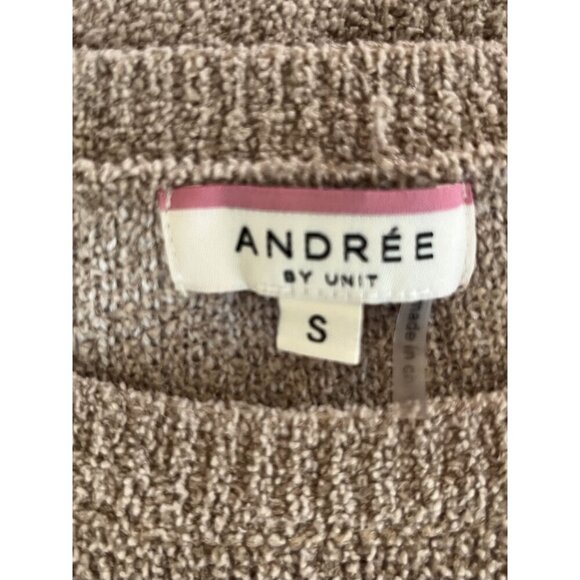 Andrée By Unit Tan & White Star Sweater S Cozy Soft Knit - Picture 5 of 6